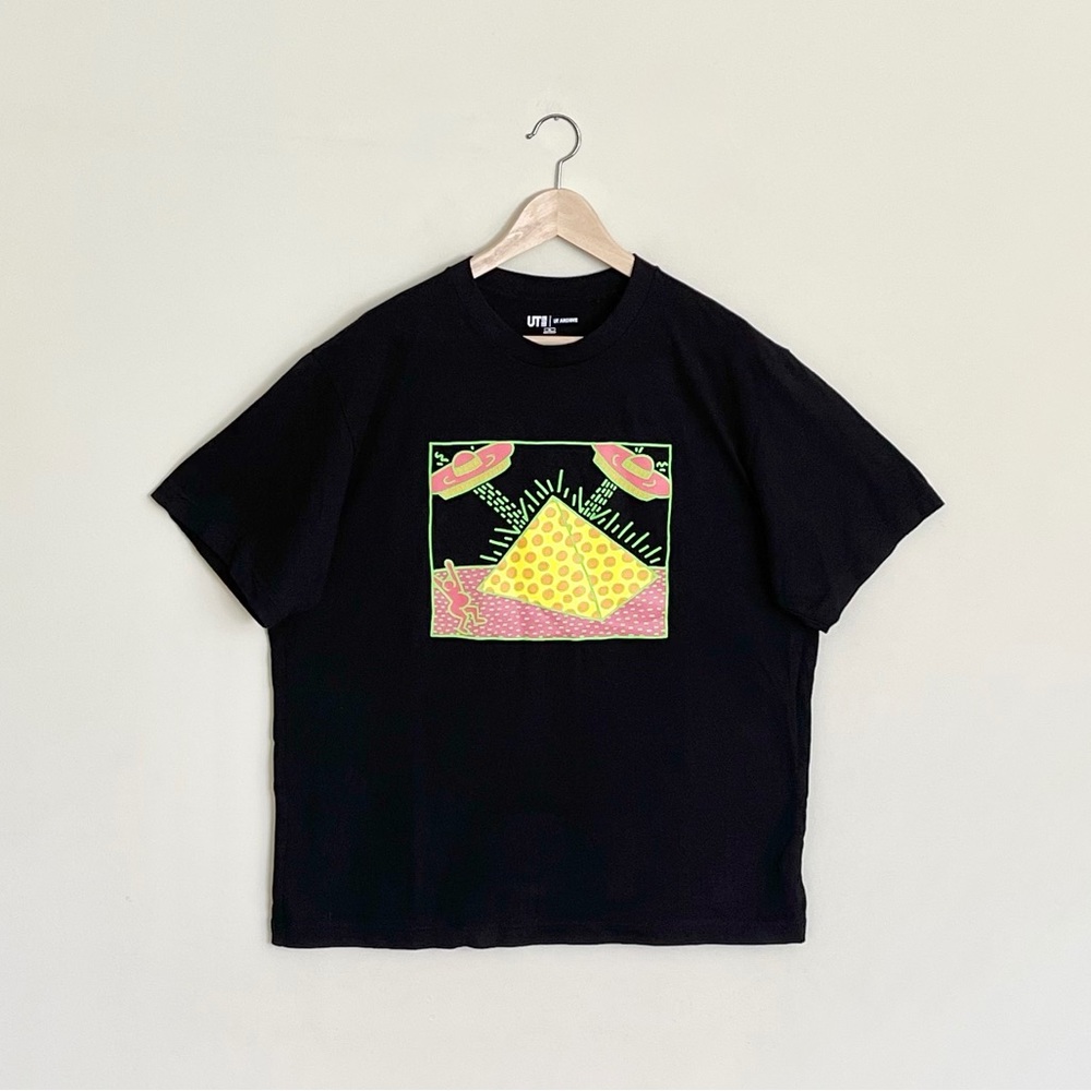 NEW Uniqlo UT Archive Keith Haring UFO Flying Saucer Black T Shirt Adult XL